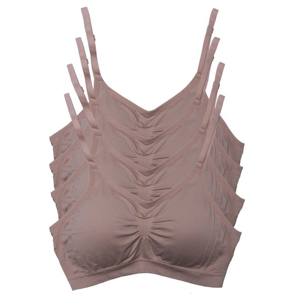 4-Pack Nylon-Spandex Comfort Cami Bra Pullover Design K0100 Med. Beige New NWT